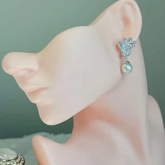 Chic Silver and Pearl Drop Earrings